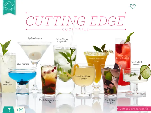 Screenshot einer Cocktail-App mit Granatapfel-Rezepten, die als Inspiration für unser Poms Getränk diente.