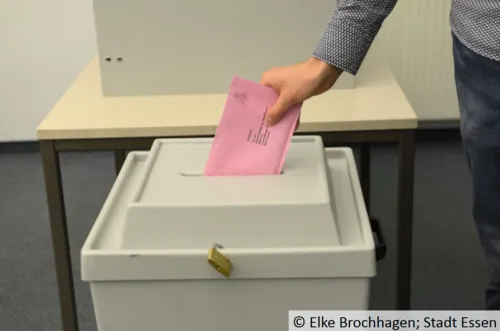 Screenshot einer Wahlbenachrichtigung für die Oberbürgermeister-Stichwahl in Essen-Rüttenscheid.
