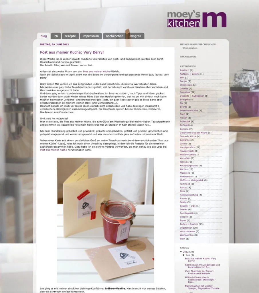 Screenshot Juni 2012: Meilensteine in der Erforschung authentischer deutscher Schokokuchen-Rezepte