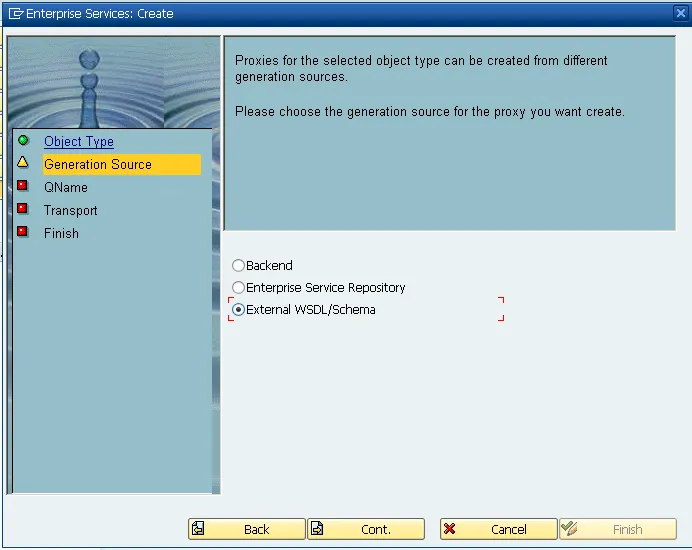 Screenshot: SAP SE80 - Service Consumer erstellen über externe WSDL-URL