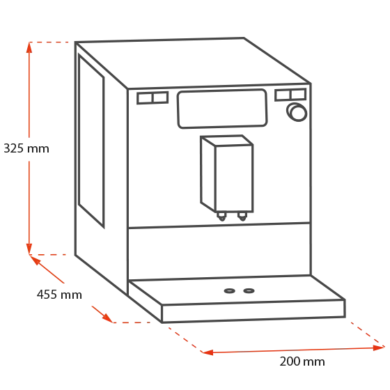 Seitenansicht des Melitta Solo Rot, zeigt kompakte Größe