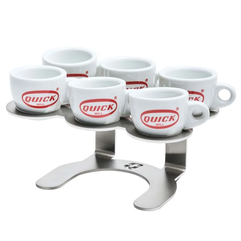Set aus Quick Mill Espressotassen und Untertassen für authentischen Kaffeemoment
