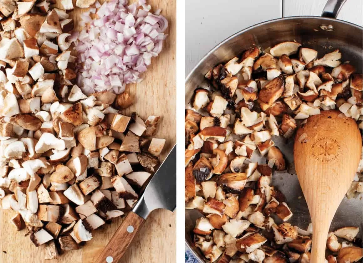 Shiitake und Portobello Pilze für Veggie Burger