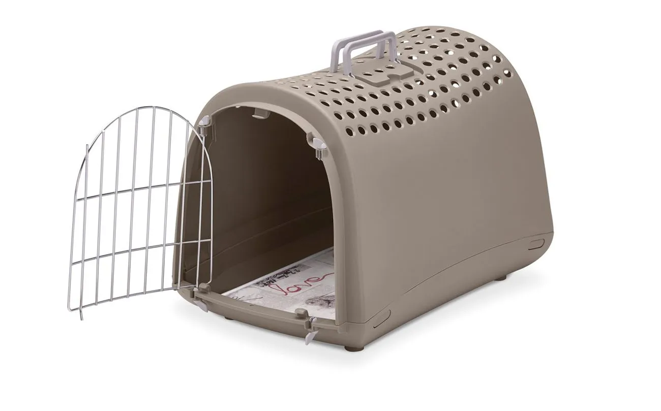Sichere IMAC LINUS Katzen Transportbox in Grau mit guter Luftzirkulation