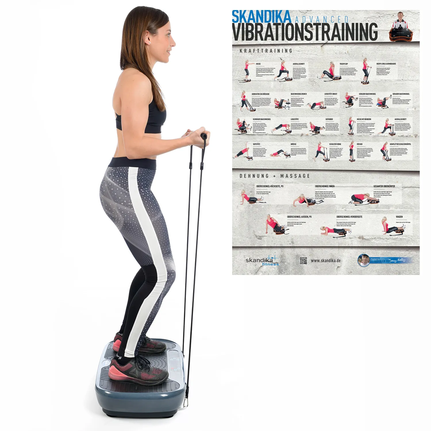 Skandika Vibrationsplatte V1 Twin mit Trainingsbändern für effektives Ganzkörpertraining