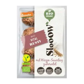 Slooow Bio Demeter Vitalrusti zum Aufbacken, ein gesundes Brötchen für den Frühstückstisch