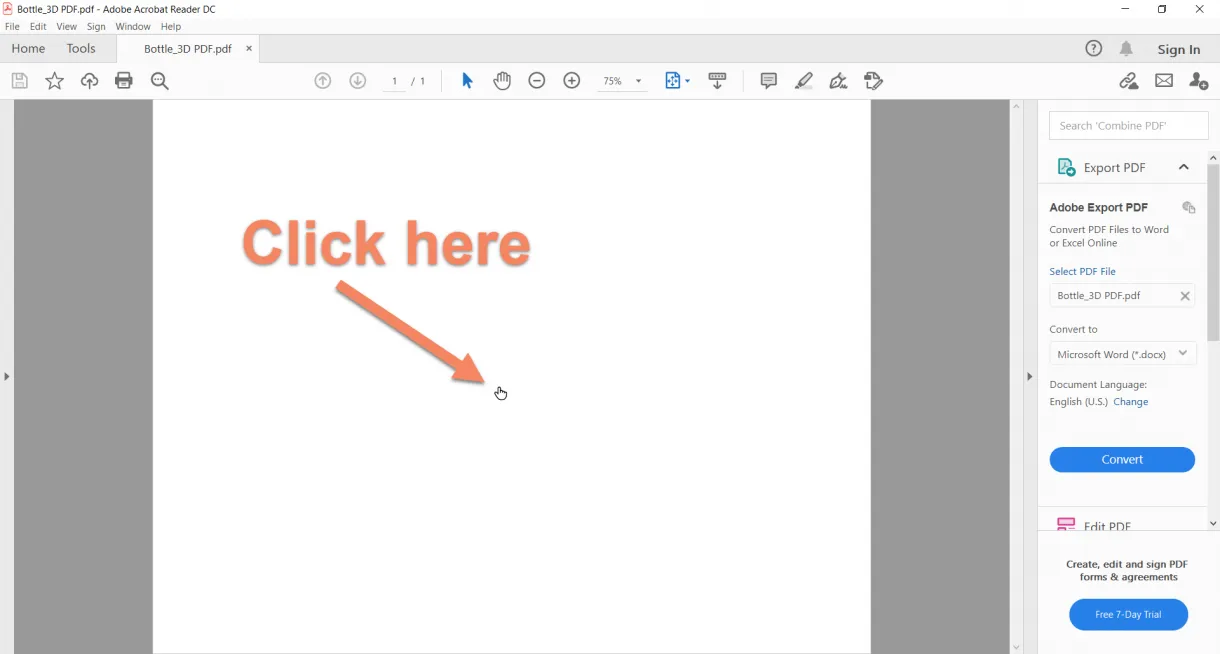 SOLIDWORKS 3D PDF Klick Mitte