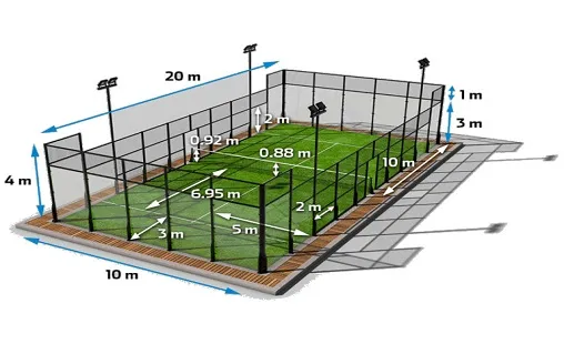 Spielfeldmaße und Begrenzung beim Padel Tennis