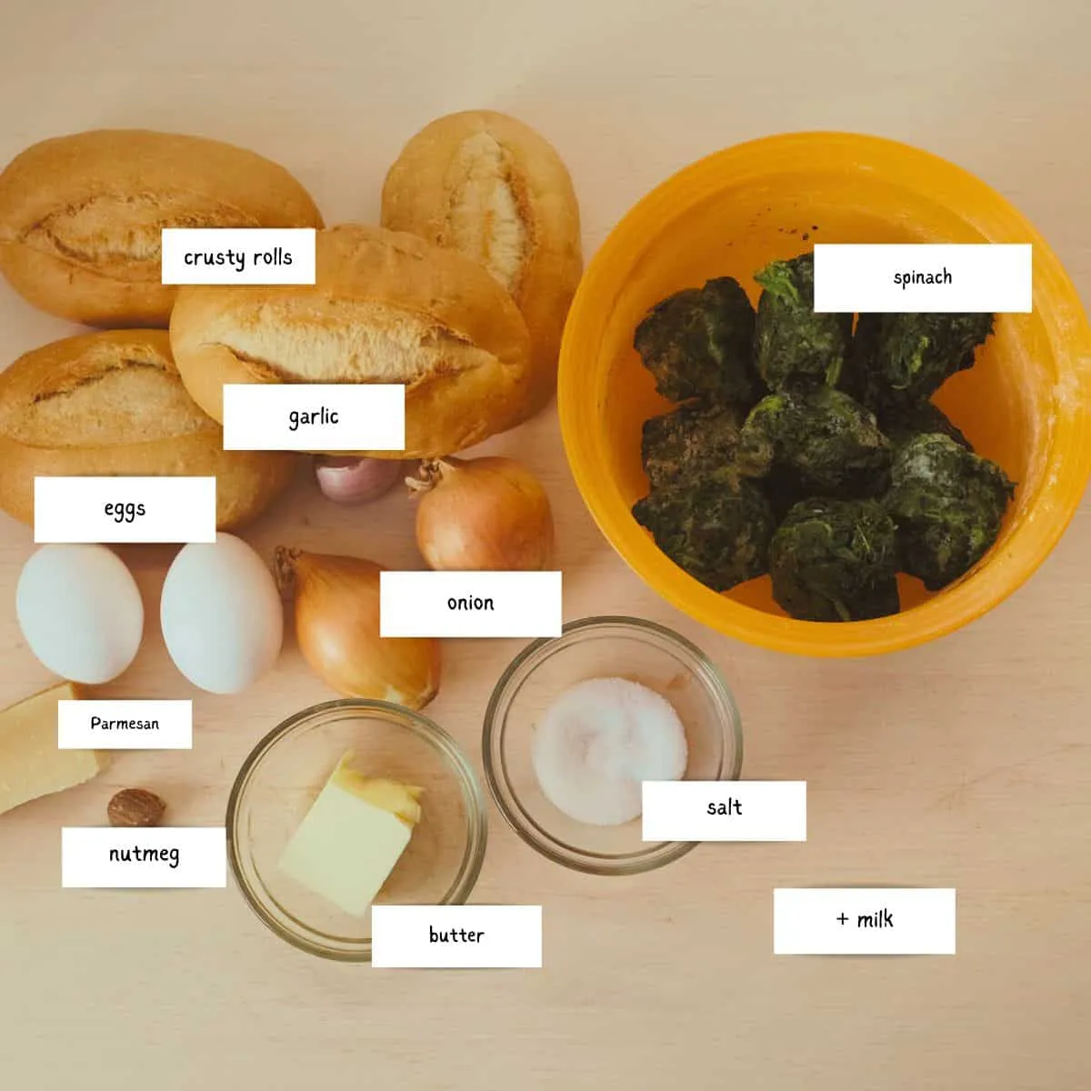 Spinach Dumpling Ingredients