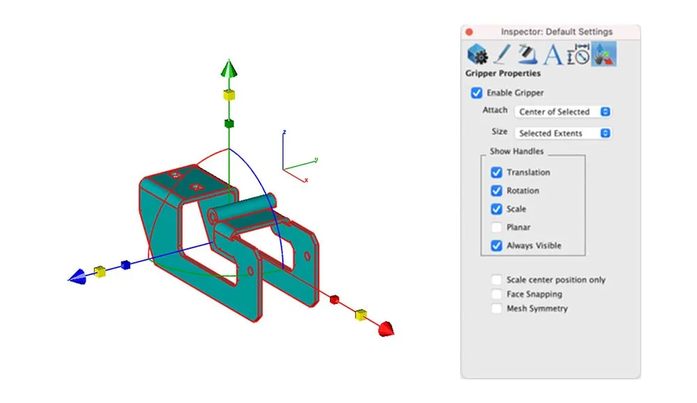 Standardmäßig aktivierter Gripper in ViaCAD® zur intuitiven Objektmanipulation