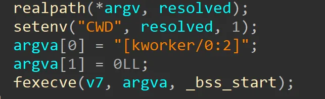 Statischer Prozessname kworker/0:2 im SNOWLIGHT-Sample