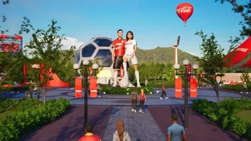 Statue eines Fußballspielers in der virtuellen &quot;Deine Fußballwelt&quot; zur FIFA Klub-Weltmeisterschaft