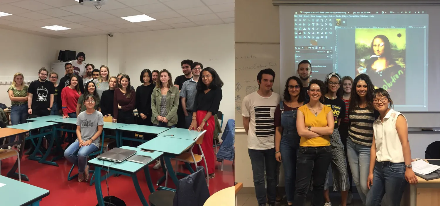 Studierende lernen Computergrafik mit GIMP an der Universität Cergy-Pontoise