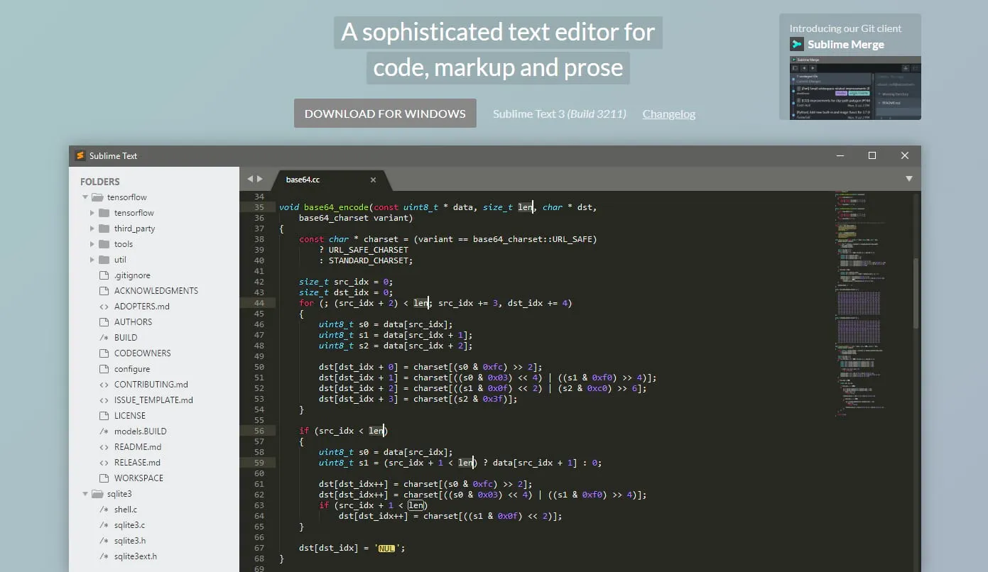 Sublime Text Benutzeroberfläche