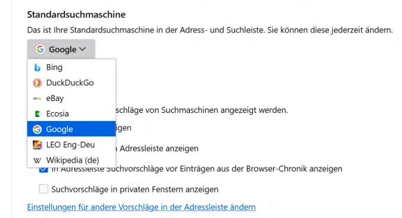 Suchmaschinennamen aus Firefox-Einstellungen für GPO