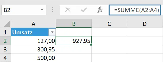Summen bilden in Excel