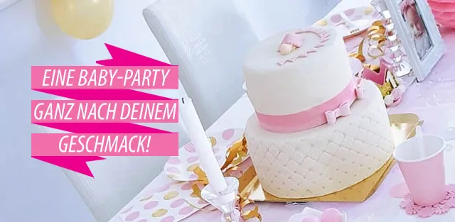 Süße Babyschuhe-Torte mit Babyparty-Dekoration in Pastellfarben bestellen