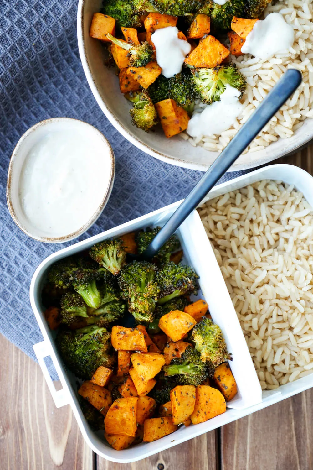 Süßkartoffeln mit Brokkoli im Ofen zubereiten