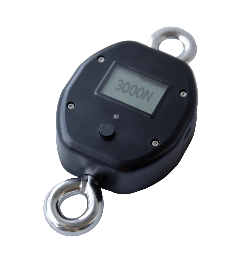 TCS Spannungsmessgerät mit NiMH-Akkus zur Kontrolle der Seilspannung am Stufenbarren