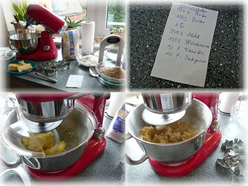 Teigzubereitung für Nussplätzchen in der Medion Küchenmaschine mit Knethaken