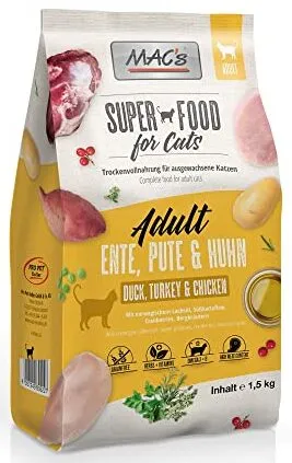 Test Katzenfutter: Mac’s Adult Ente, Pute und Huhn.