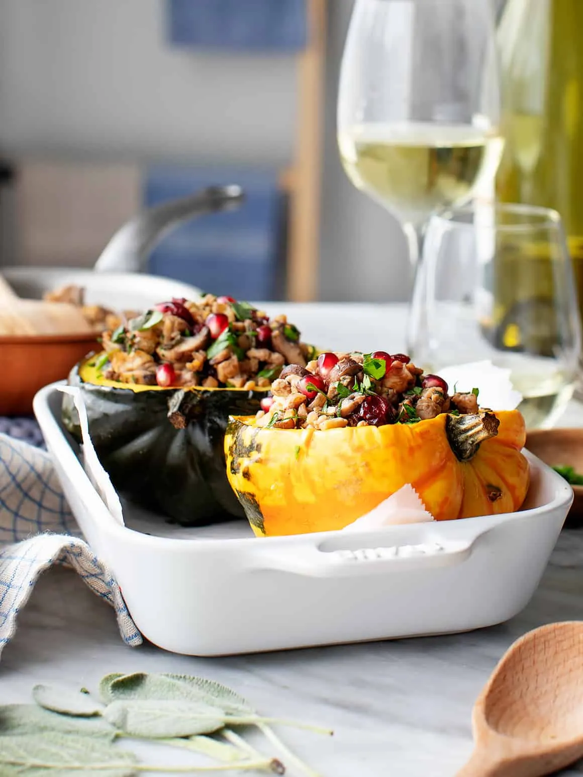 Thanksgiving side dishes - stuffed acorn squash