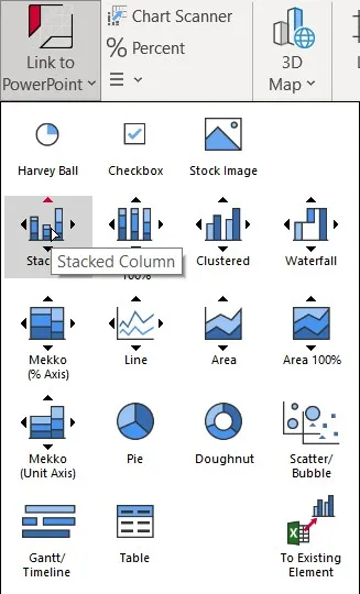think-cell Symbolleiste in Excel zum Einfügen von Diagrammen