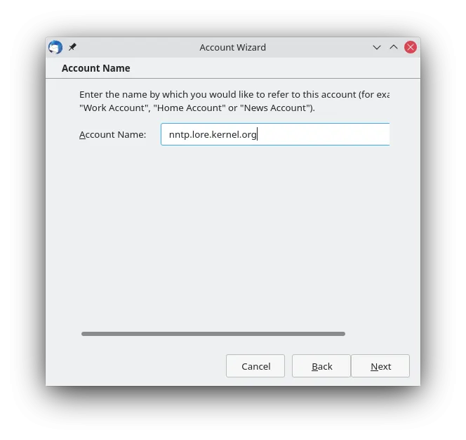 Thunderbird: NNTP-Server-Adresse &quot;nntp.lore.kernel.org&quot; für Kernel-Mailinglisten eingeben