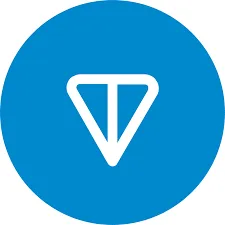 TON Coin Logo, ein blaues Quadrat mit einem stilisierten T und O