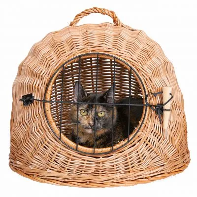 Trixie Weidenkorbhöhle mit Gitter als gemütliche Katzen Transportbox oder Rückzugsort