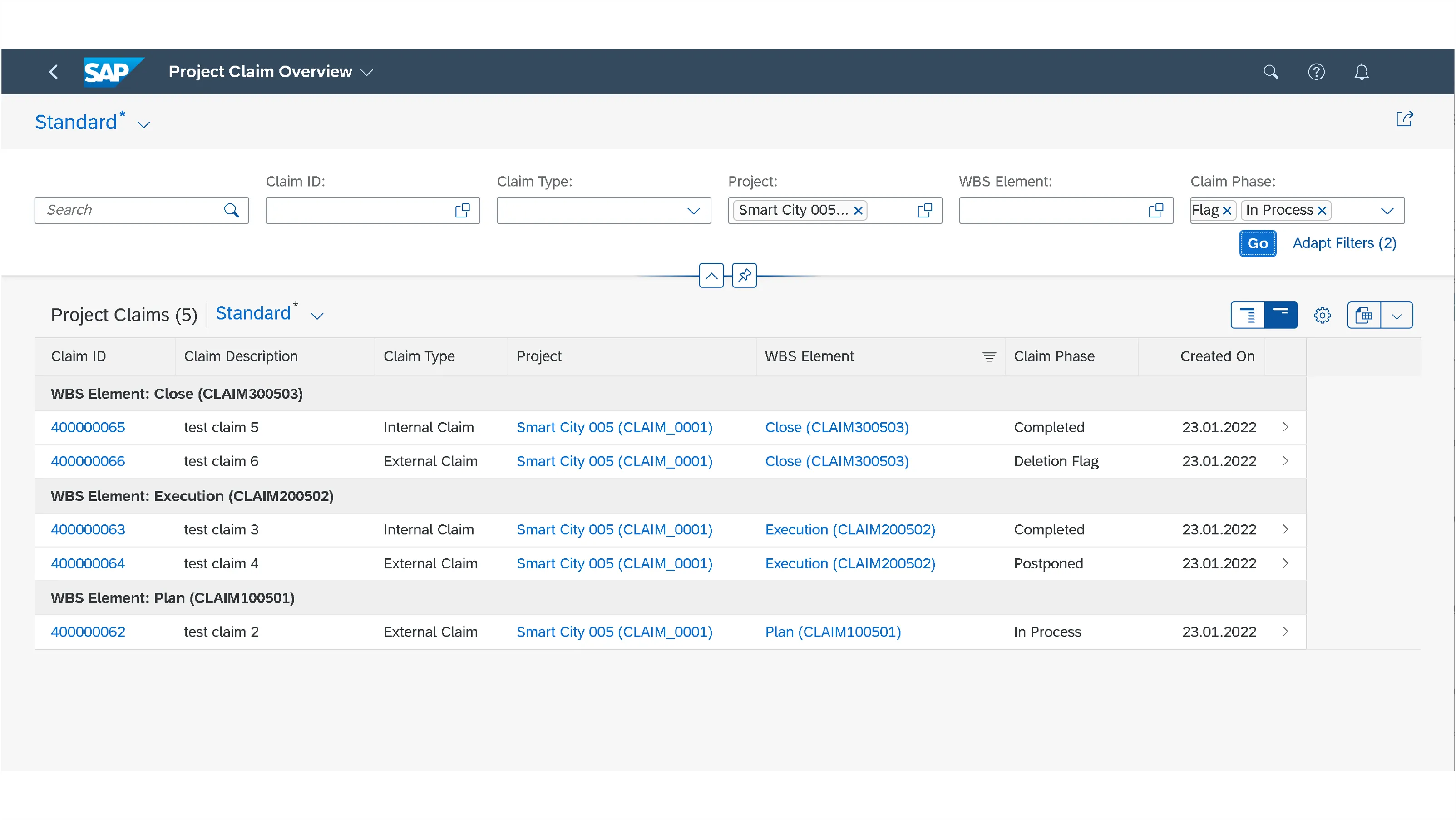 Übersicht der Projektforderungen in SAP S/4HANA 2022