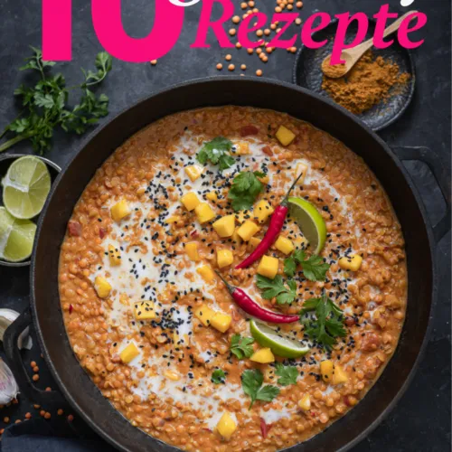 Übersicht von 10 verschiedenen veganen Gerichten und Rezepten