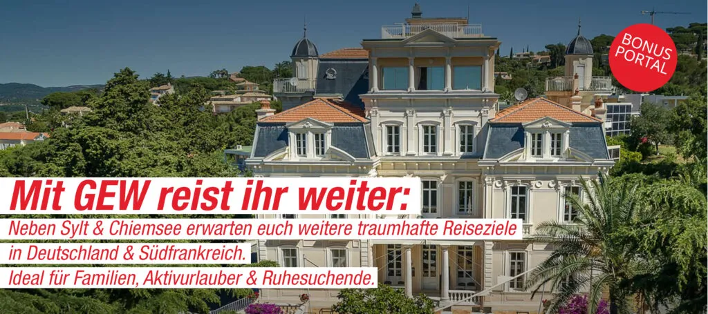 Übersichtskarte mit vielfältigen Reisezielen von GEW Ferien in Deutschland