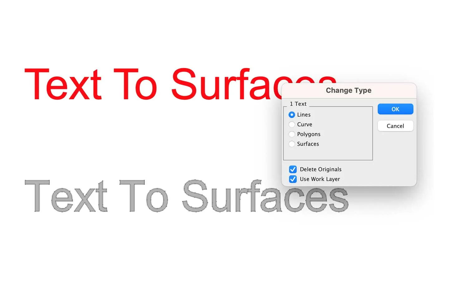 Umwandlung von Text in ACIS-Oberflächen in ViaCAD® für personalisierte Designs
