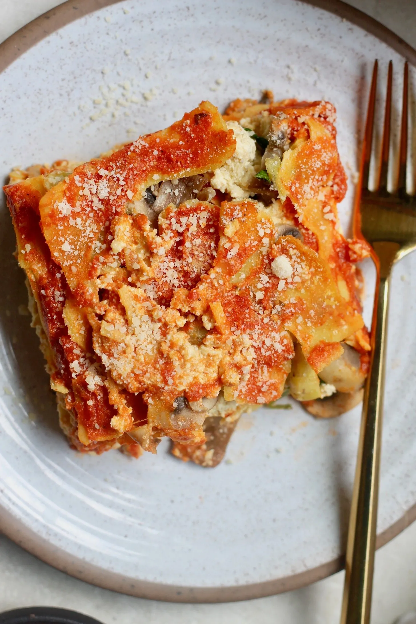 up close lasagna slice