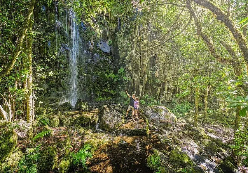 Üppiger Wasserfall auf Madeira, die grüne Blumeninsel als Oktober Reiseziel