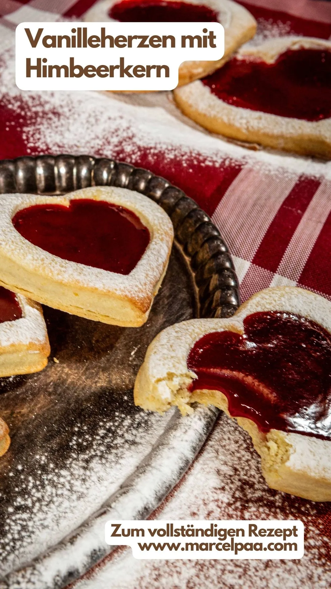 Vanilleherzen mit Himbeerkern