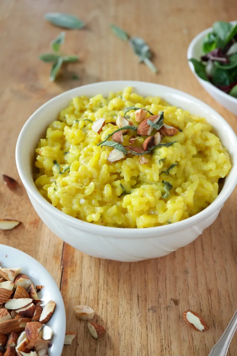 Vegan Saffron Risotto with Sage 