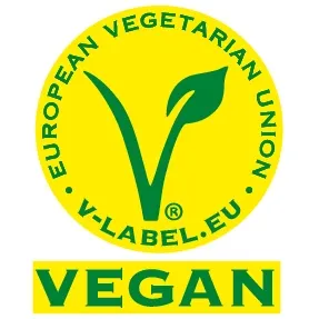 Veganes V-Label Zeichen auf einem isotonischen Getränk