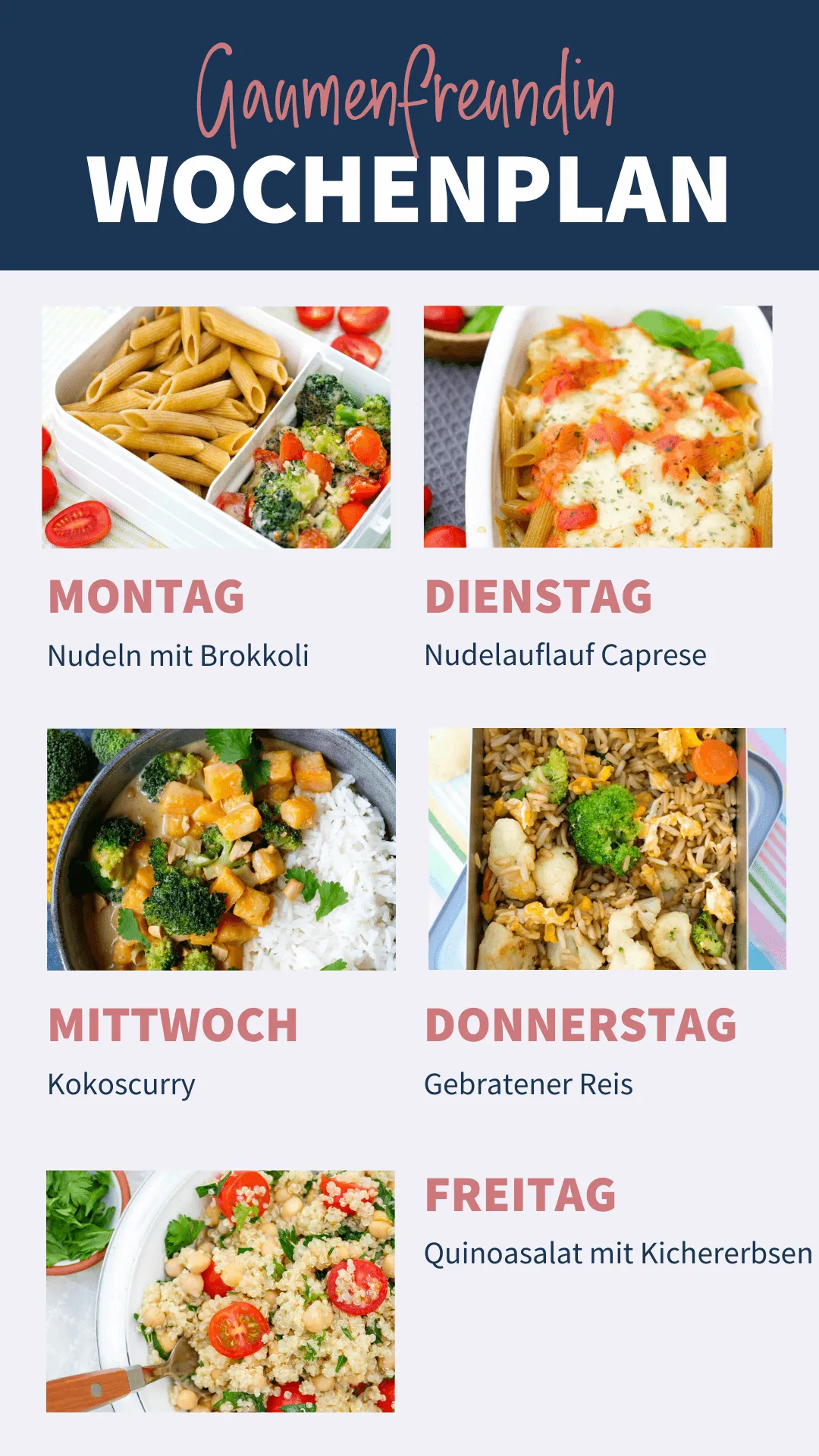 Vegetarischer Wochenplan für dein Meal Prep von Gaumenfreundin