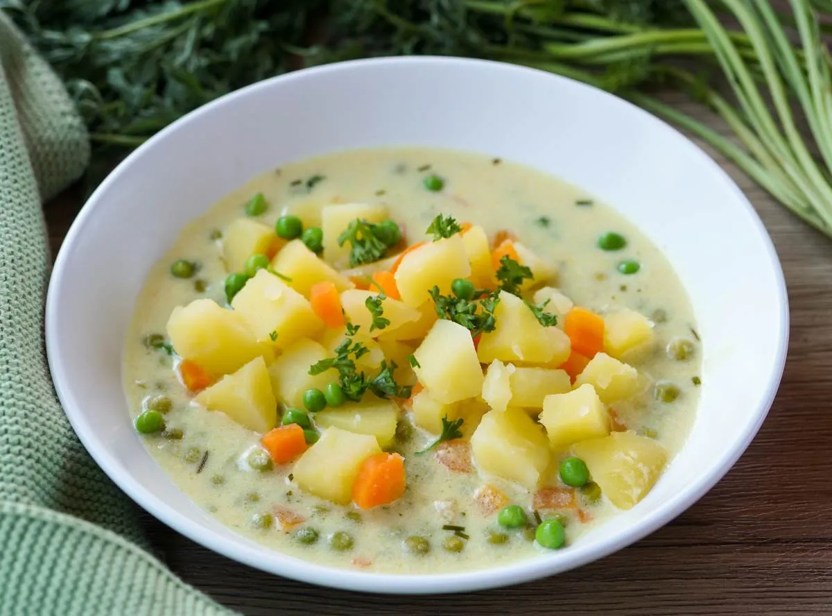 Vegetarisches Kartoffelragout mit Gemüse für Babys und Kleinkinder