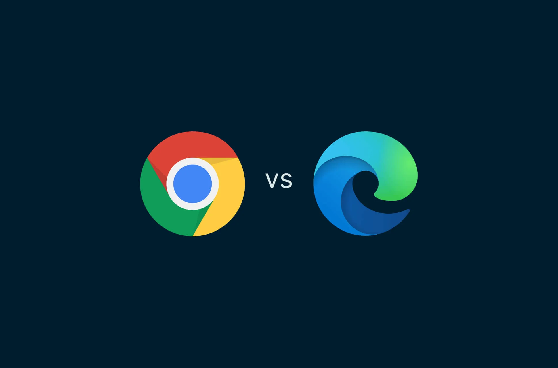 Vergleich von Google Chrome und Microsoft Edge Browsern mit ihren Logos.