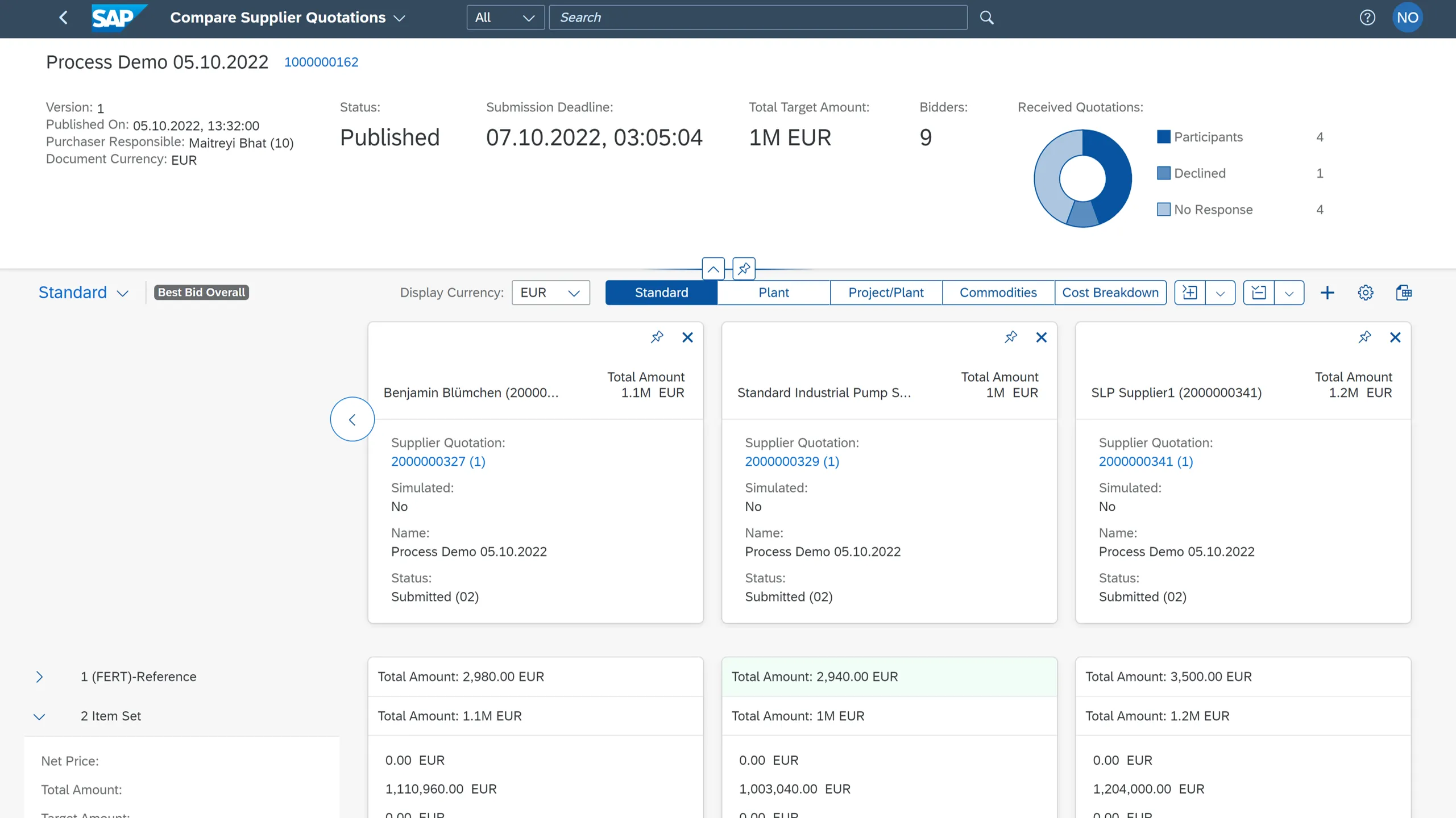 Vergleich von Lieferantenangeboten in SAP S/4HANA 2022