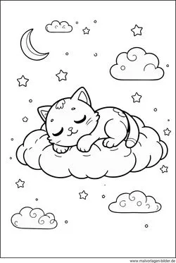 Verspieltes Kätzchen auf einer Wolke