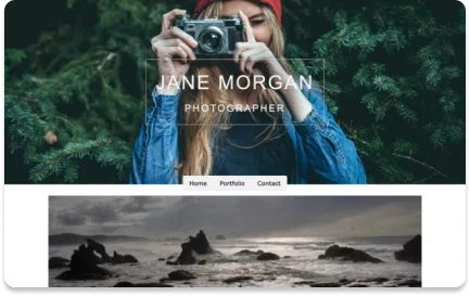 Vorschau einer modernen Webseiten-Vorlage für Fotografen, erstellt mit W3Schools Spaces, die ein professionelles Portfolio mit Bildern und Text zeigt.