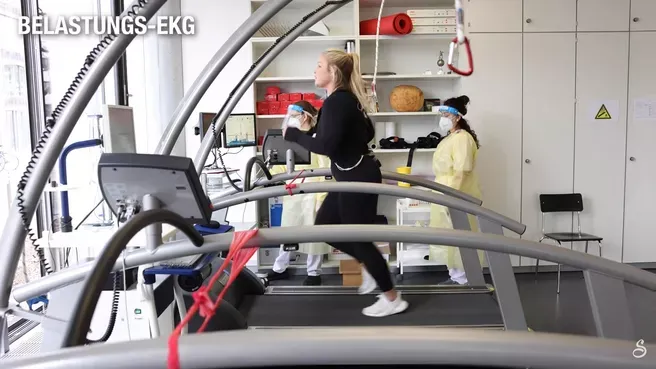Während des Belastungs-EKGs auf dem Laufband wurde auch das Laktat von Sophia Thiel gemessen