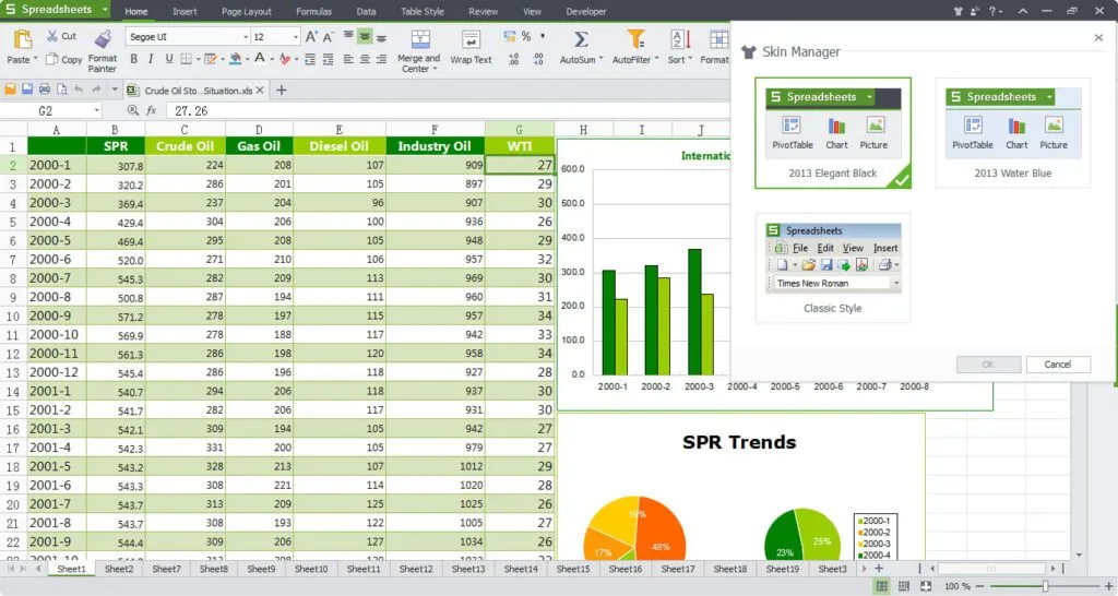 WPS Office Spreadsheets Oberfläche