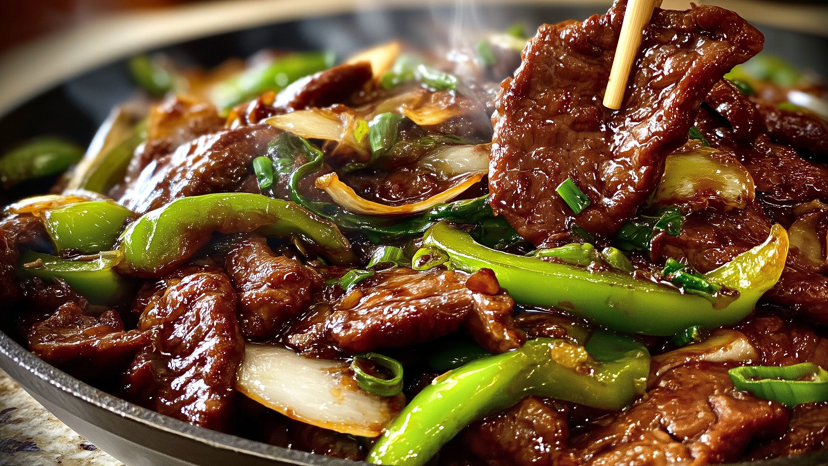 Würzige Rindfleischpfanne mit Gemüse und Ingwer, ideal zum Energietanken