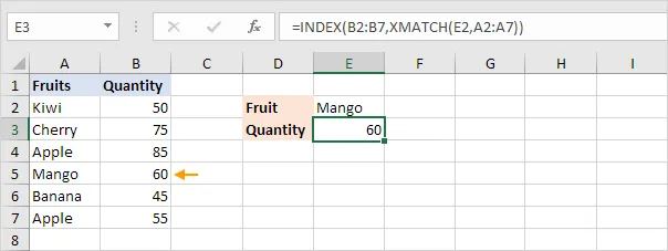 XMATCH in Excel